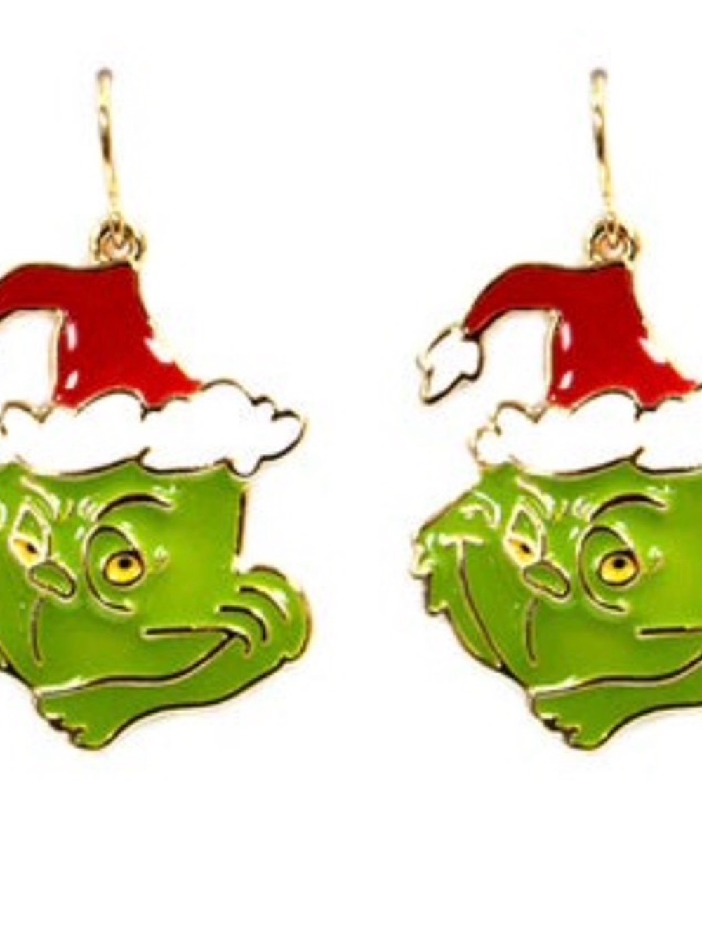 Grinch Santa Hat Dangle Earrings - 1”